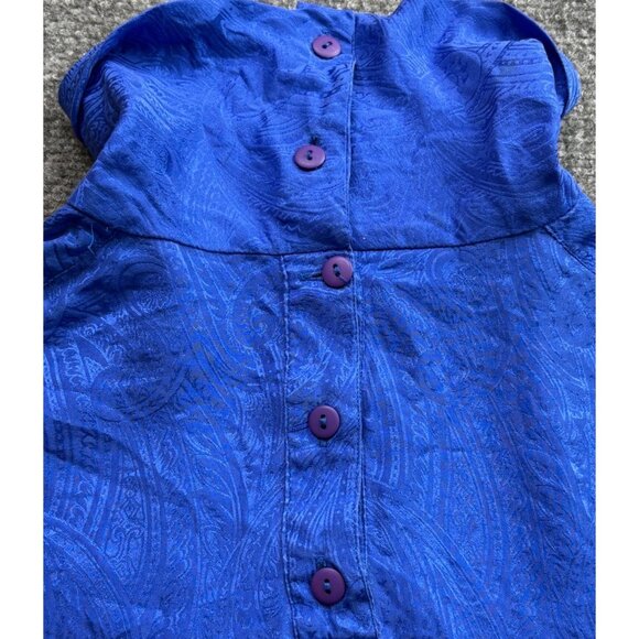 VTG Rafaella Blouse Womens‎ Blue 12 Silk Button Back High Neck Business Classic - Picture 5 of 9